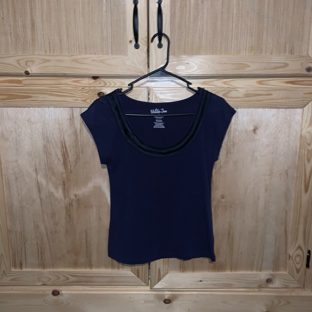 Matilda Jane blue scoop neck knit shirt top size S